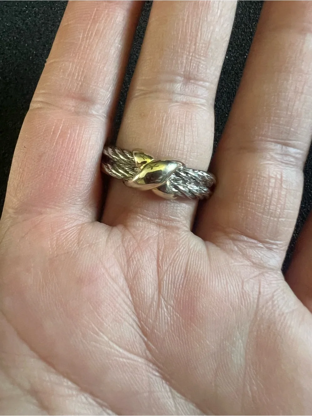 Vintage Costume Crossover Braided Band Ring Size 10